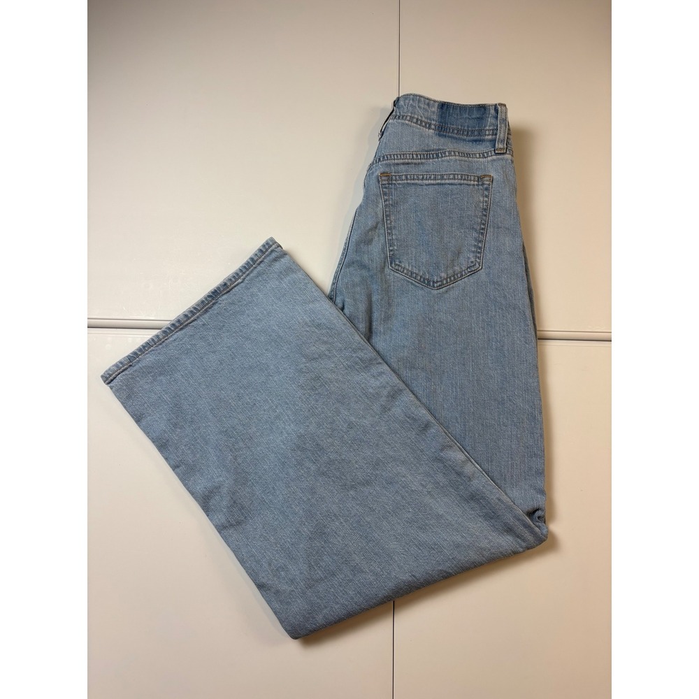 Abercrombie & Fitch Wide Leg Jeans Women 25 Blue Linen Blend Curve Love HighRise